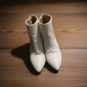 Top Moda White boots Size 8.5 Ankle Y2k Zipper‎ Cowboy Boots Grunge Block